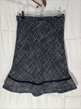 VTG GAP Black & White Tweed Wool Blend Flounce Skirt Velvet Trim Size 2